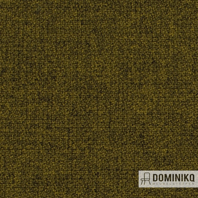 Stijlvolle groene Step Melange stof 68165 met gemêleerde structuur, ideaal voor moderne interieurcombinaties.