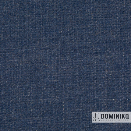 JAB Anstoetz Salone stof in gemêleerde blauwtint, organisch uiterlijk, vrolijke meubelstoffen collectie.