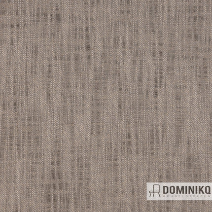 Beige bouclé meubelstof Rhythm met linnen uitstraling van Keymer, eenvoudige verzorging met Care & Clean label.