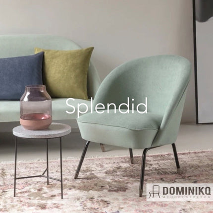 Een groene stoel in de Splendid collectie van Keymer, gemaakt van polyester en polyamide, met Care & Clean label en lichtechtheid.