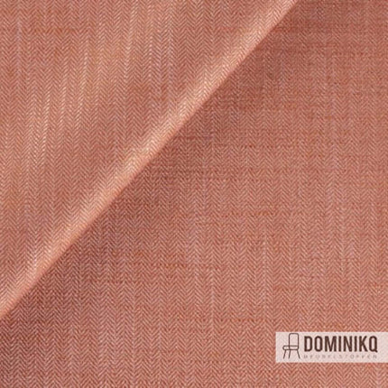 Neutrale stof met chevronpatroon in roze tint, Kvadrat Sahco Flint, geschikt voor meubels, 70% viscose 30% linnen, ontwerp uit Italië.