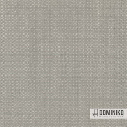 Zachte chenille stof van Kvadrat Sahco Jade met onregelmatig dambordpatroon, levendig en veelzijdig in grijsgroene tinten.