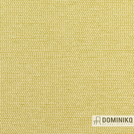 Vescom Malta 7037.13: semi-plain stof in geel met vinylcoating, ideaal voor commercieel en residentieel gebruik, duurzaam ontwerp